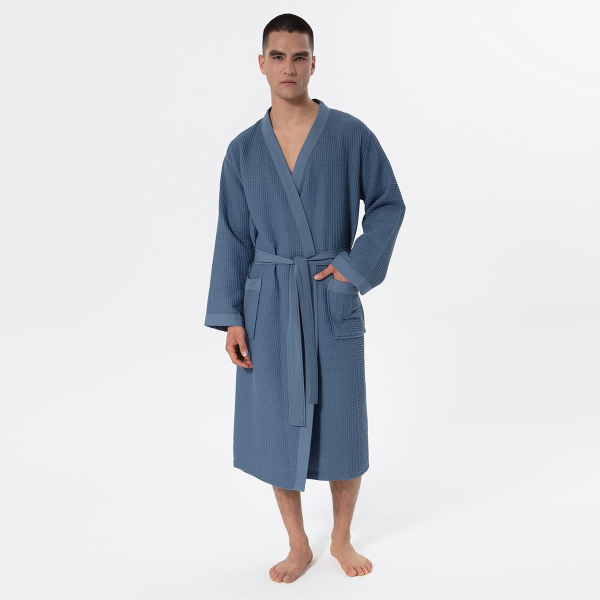 TowelSelections Accappatoio Uomo In Cotone, Modello Kimono Waffle, Leggero Per Spa E Bagno, Taglia Unica