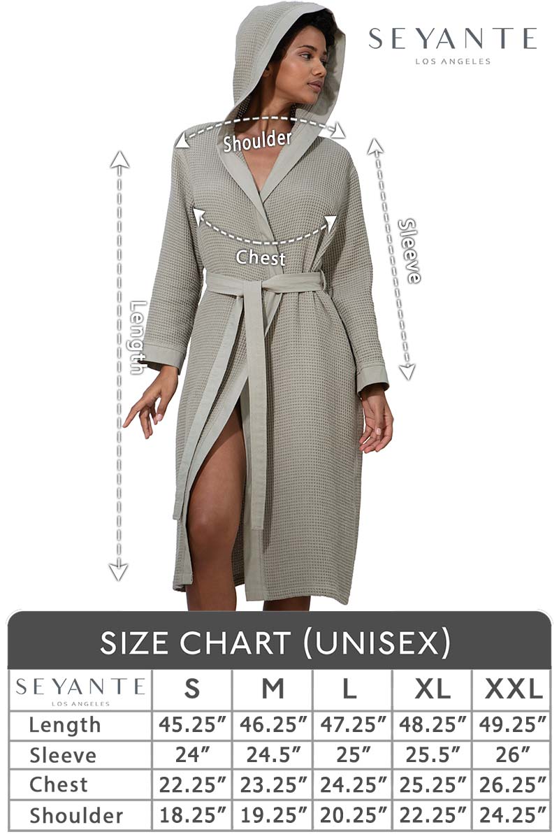 Women’s Blue Gray Turkish Cotton Waffle Hooded Robe - Clearance Sale