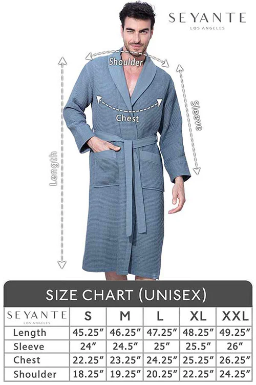 Men’s White Lightweight Waffle Spa Robe with Shawl Collar | SEYANTE