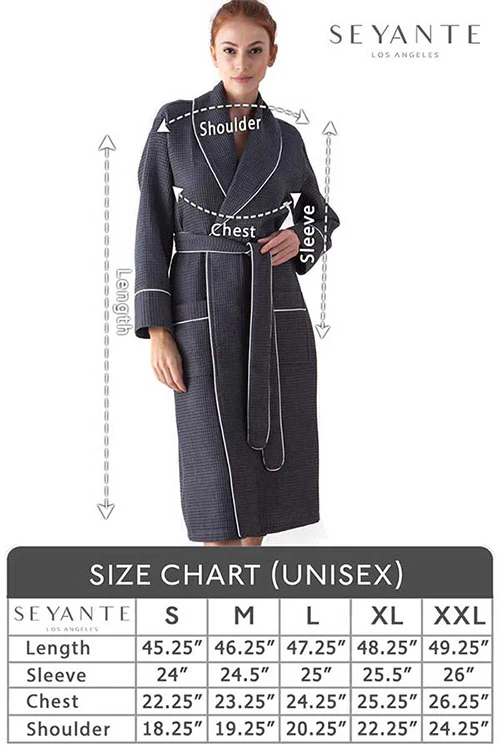 Women's Charcoal Full Length Waffle Hotel Robe | SEYANTE